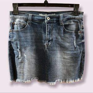distressed denim skirt
